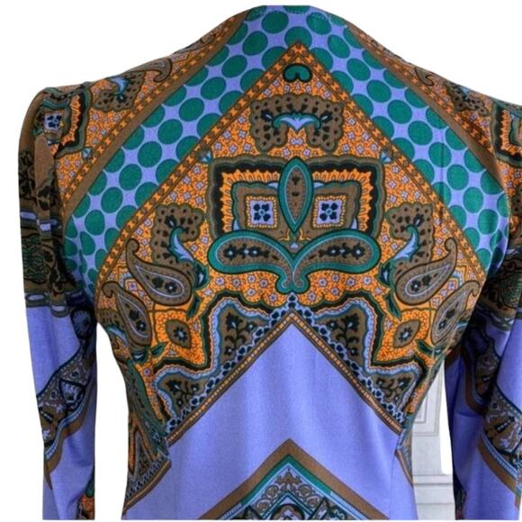 Hale Bob Purple Orange Geometric Patterned Long Sleeves Mini Dress size S - Picture 10 of 14